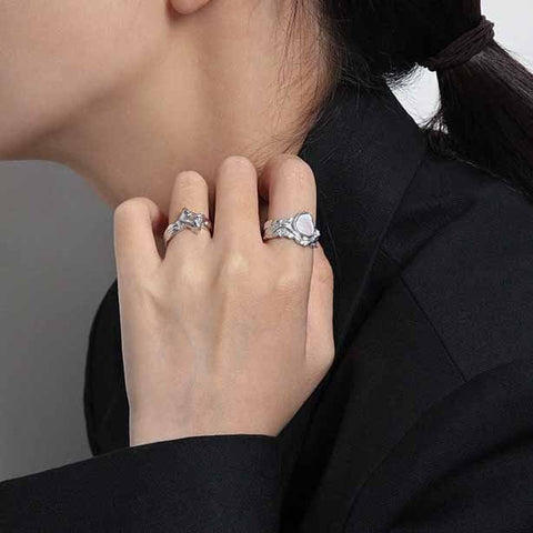 Fashion Irregular Mother of Shell 925 Sterling Silver Adjustable Ring