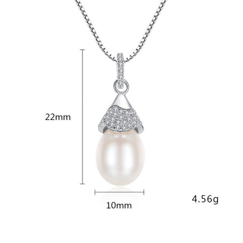 CZ Waterdrop Natural Pearl 925 Silver Necklace