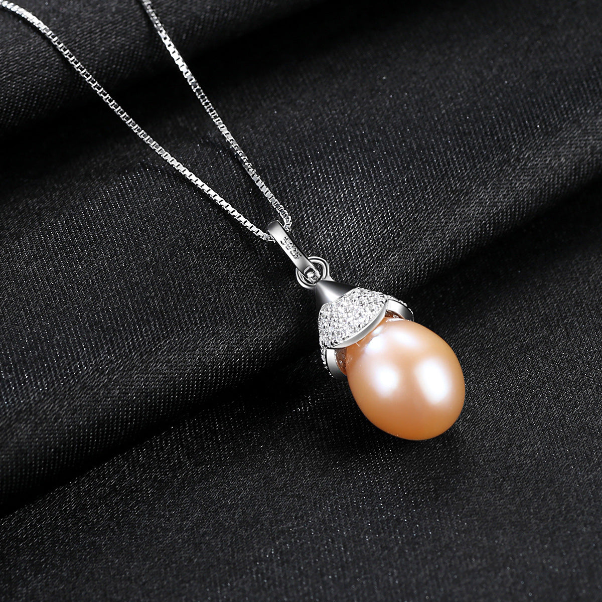 CZ Waterdrop Natural Pearl 925 Silver Necklace